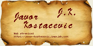 Javor Kostačević vizit kartica